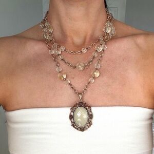 Vintage Barse 925 Sterling Silver Multi-Strand Ornate Pendant & Beaded Necklace